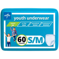 Medline Youth Disposable Protective Underwear, S/M Size for 40-70 lbs, Leakproof & Absorbent, Comfortable with Odor Control, Eas