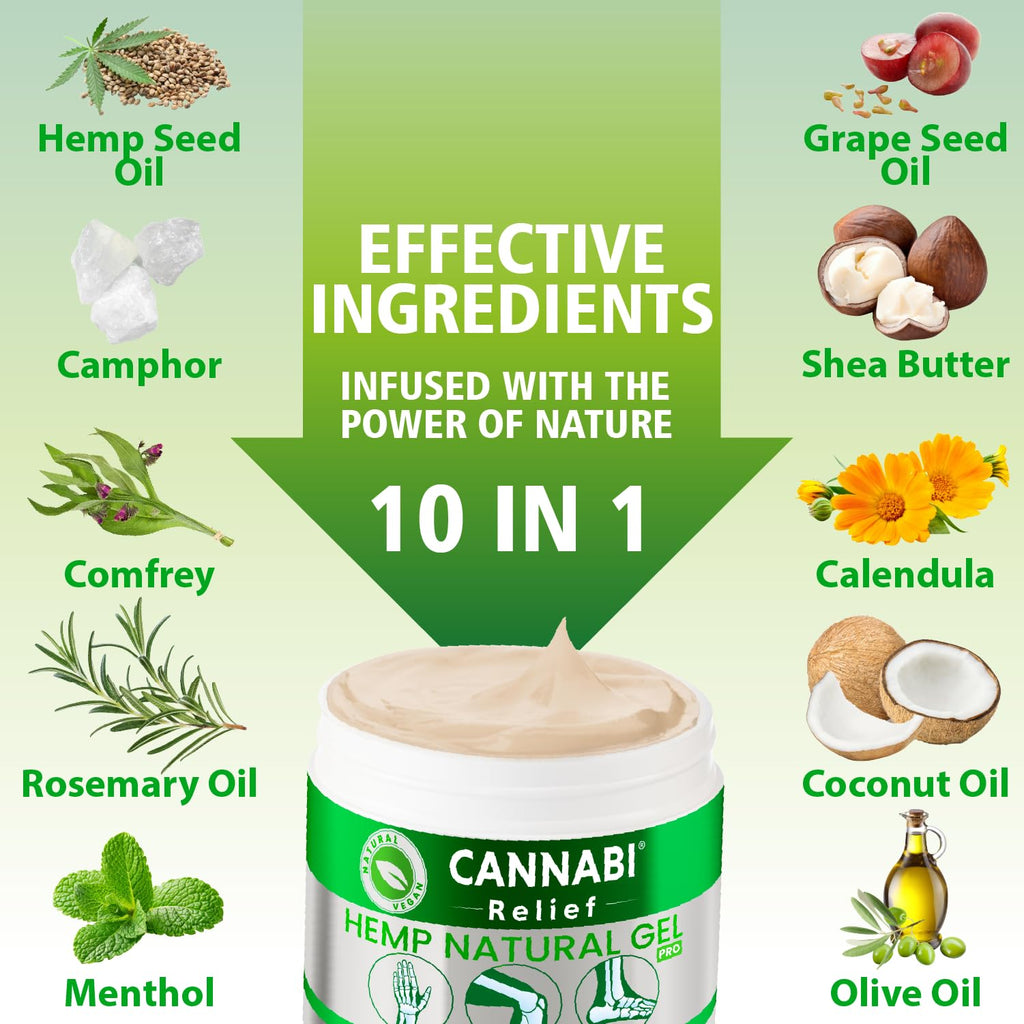 ??nn?b? R?l??f Hemp Cream Maximum Strength 3.38 FL. OZ - Relieve Muscles, Joints, and Back Target Area - 10-in-1 Potent Formula