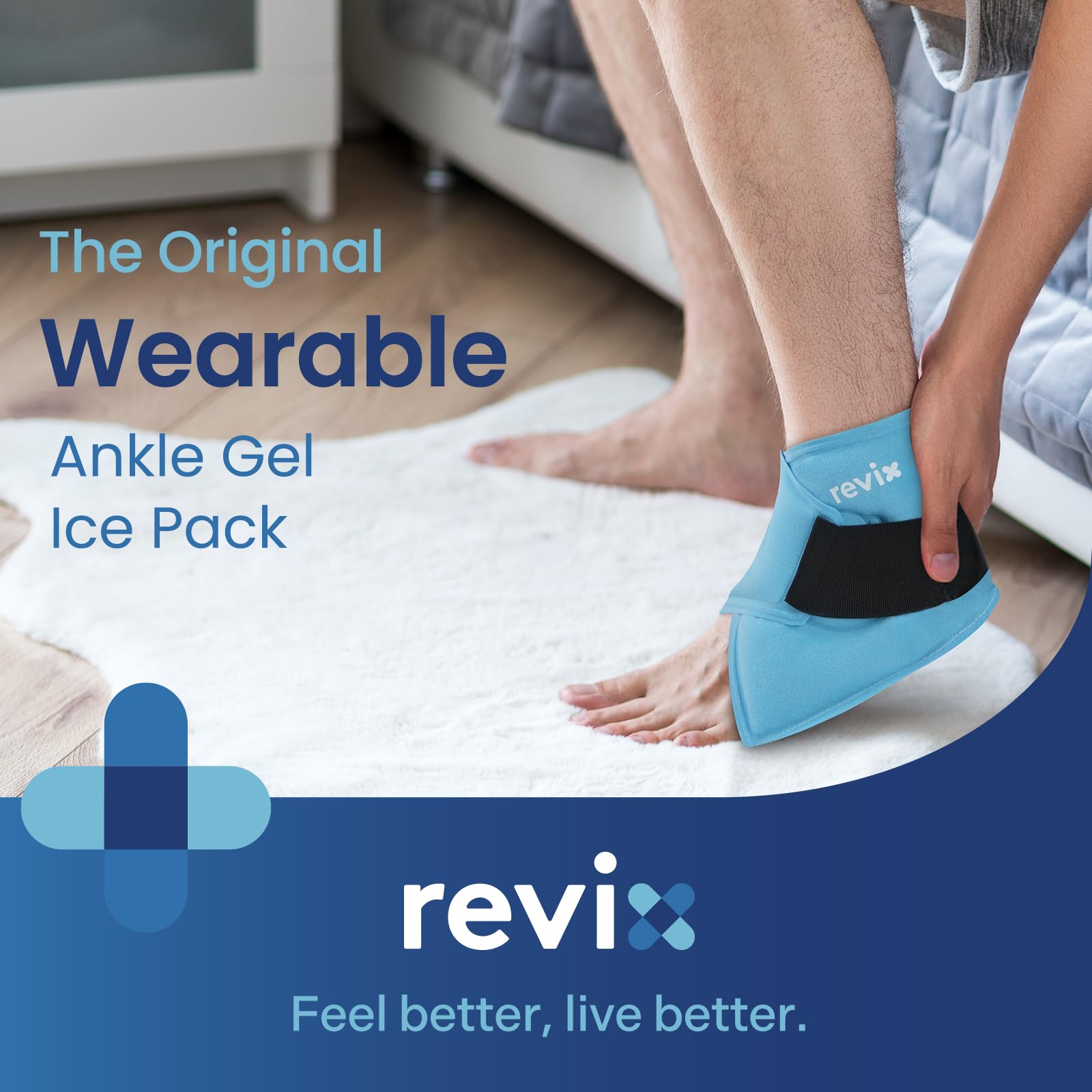 REVIX Ankle Ice Pack Wrap - Reusable Gel Cold Compression for Foot Discomfort, Ice Wrap for Feet Swelling and Recovery, Plantar