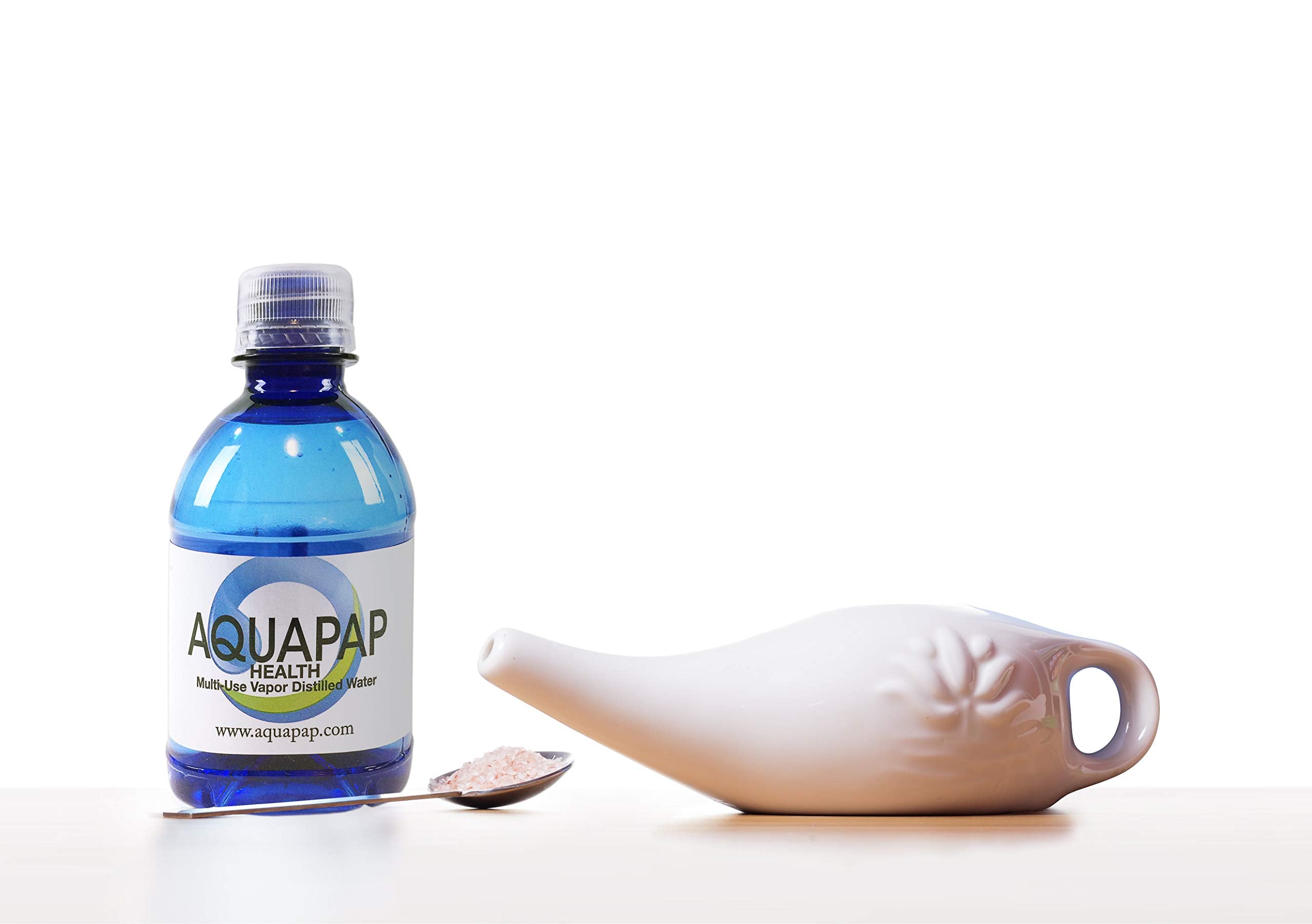 AQUAPAP Health Neti Pot Nasal Irrigation Vapor Distilled Water 8 Pack of 8oz Single Serve Bottles (Water only Does not Include n