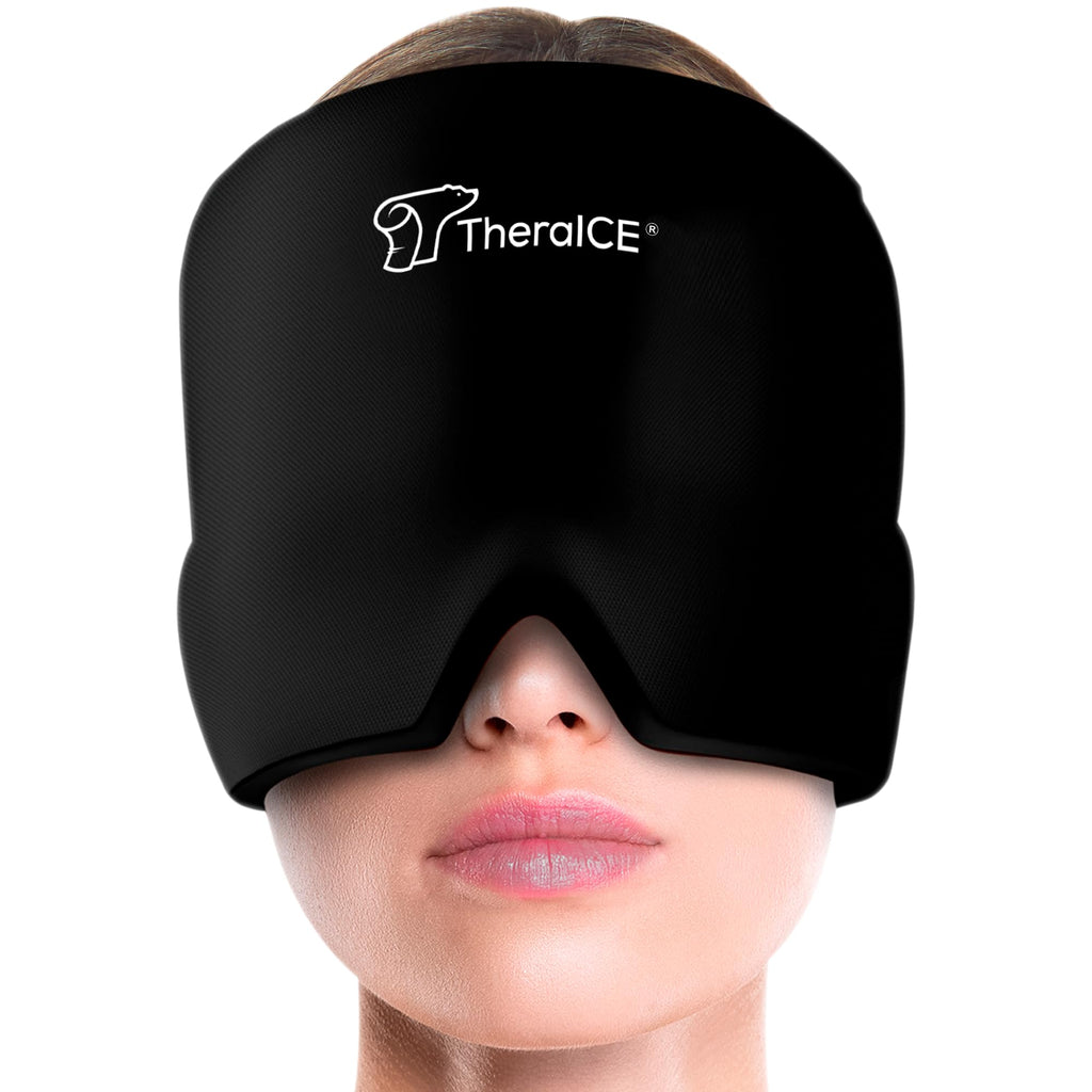 TheraICE Migraine Relief Cap, Soothing Headache Hat Ice Pack Mask, Face Cold Compress Cooling Gel Head Wrap Products for Tension