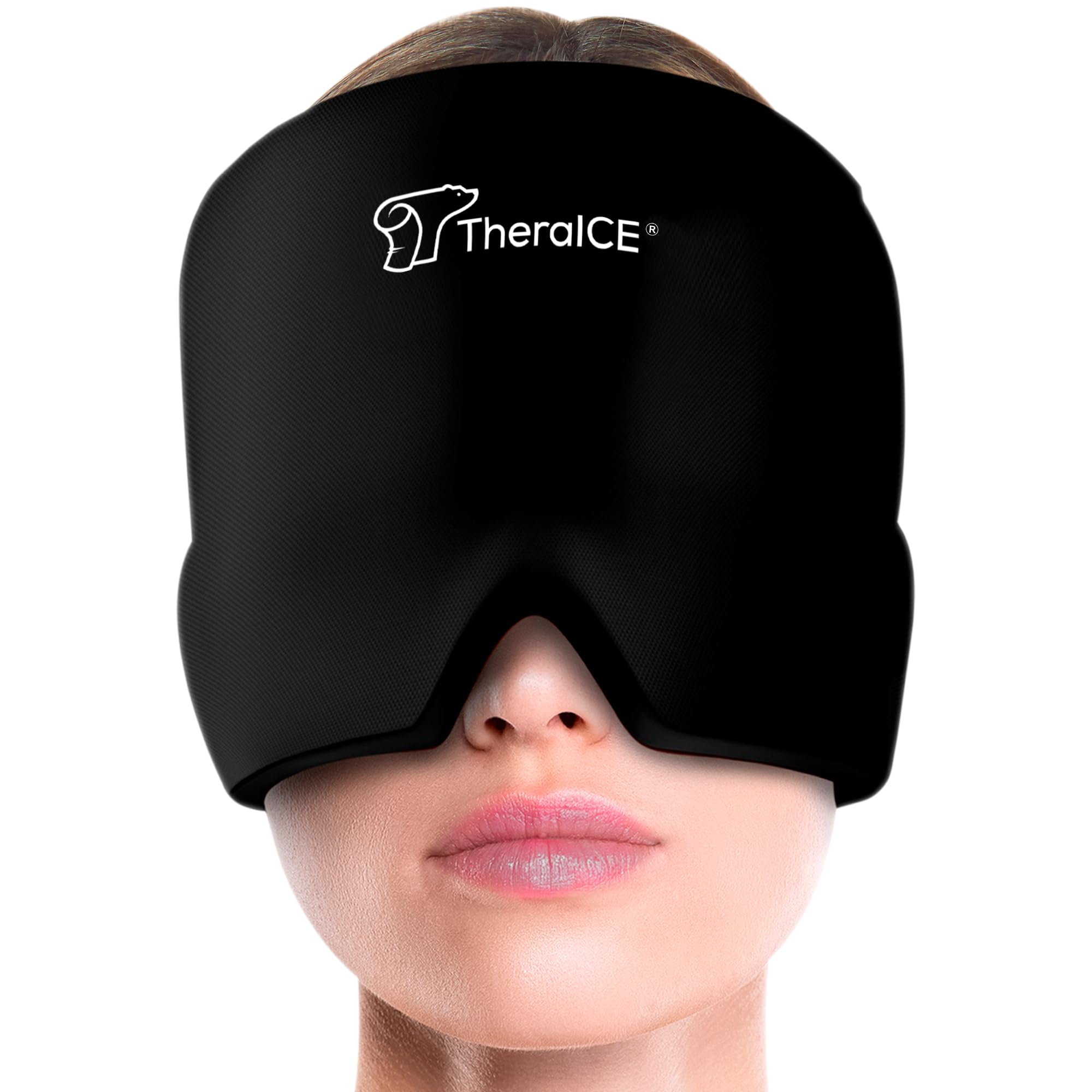 TheraICE Migraine Relief Cap, Soothing Headache Hat Ice Pack Mask, Face Cold Compress Cooling Gel Head Wrap Products for Tension