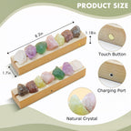 HYAMVOR Healing Crystal Night Light,7 Chakra Natural Bedside Lamp with Wooden LED Light Base,Healing Stones Positive Energy Nigh