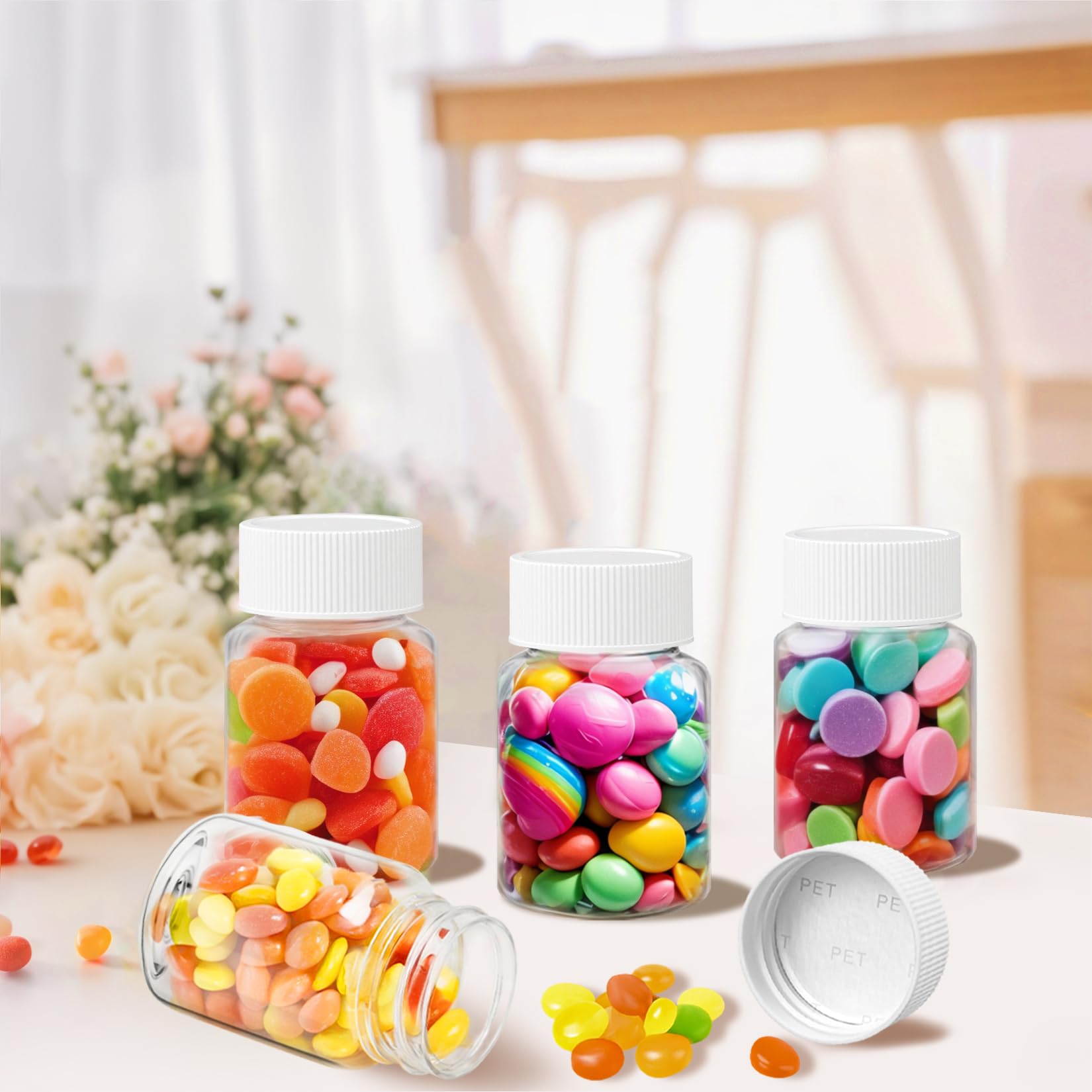 Lamoutor 18Pcs Clear Pill Bottle Plastic Medicine Bottle Empty Reagent Chemical Containers with Caps for Liquid Solid Powder Med