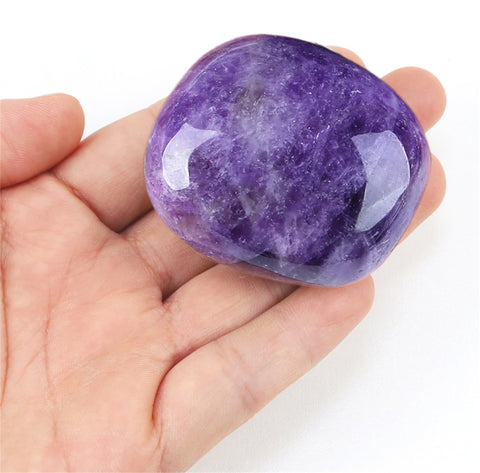 YATOJUZI 1.6''-2'' Amethyst Natural Crystals and Healing Stones Worry Stones Amethyst Stone Polished Rocks Purple Gemstones Palm