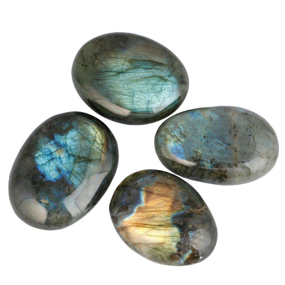SUNYIK Labradorite Palm Stones Worry Pocket Stone, Polished Irregular Shaped Sphere Decortarion 1.5-2.5