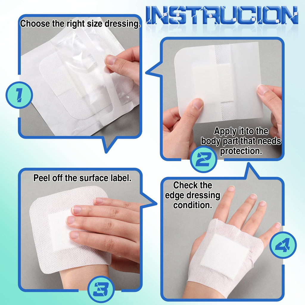 Nuanchu 50 Pieces Island Dressing Bordered Gauze Wound Care Bandage with Adhesive Border Wound Bandage Pads Waterproof Breathabl