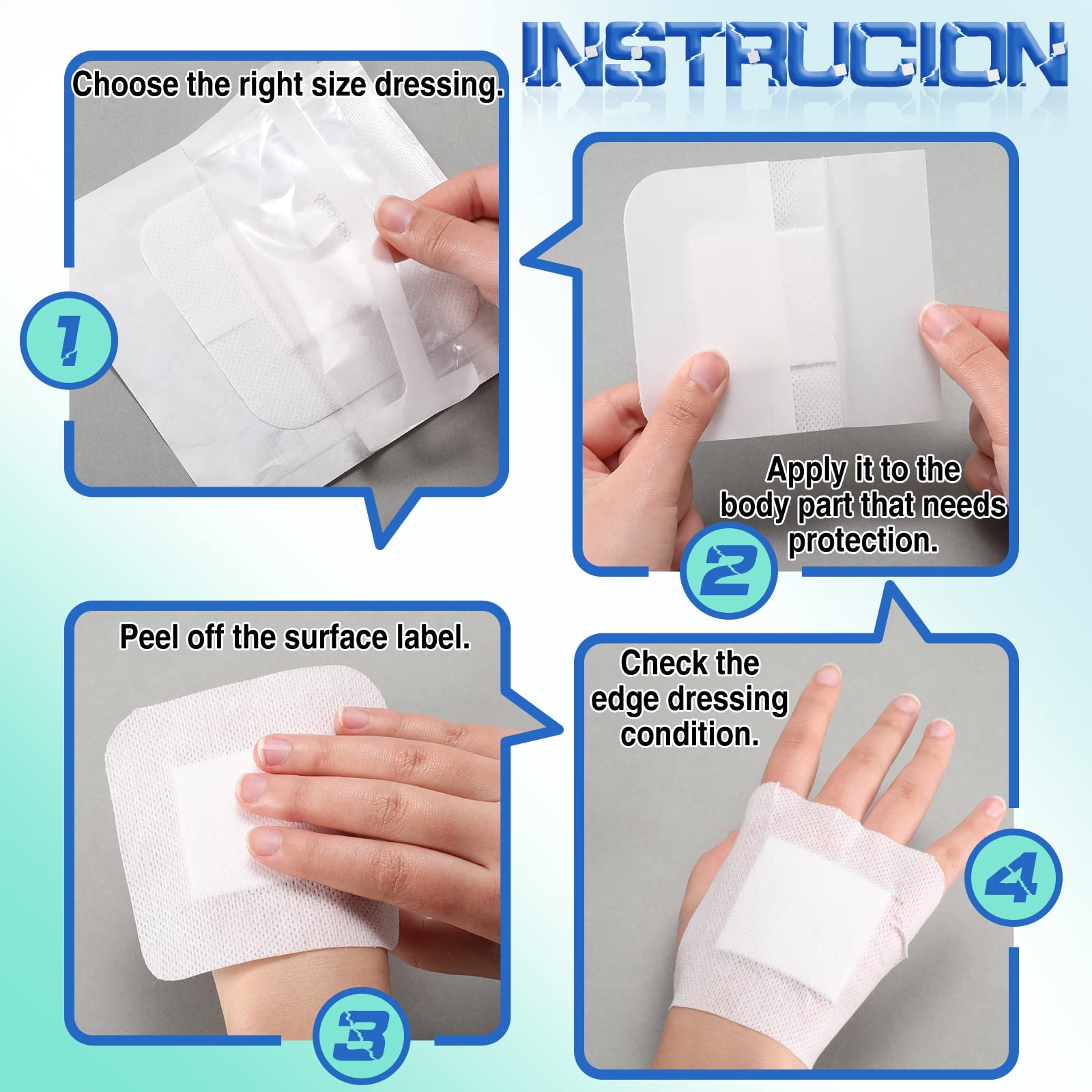 Nuanchu 50 Pieces Island Dressing Bordered Gauze Wound Care Bandage with Adhesive Border Wound Bandage Pads Waterproof Breathabl