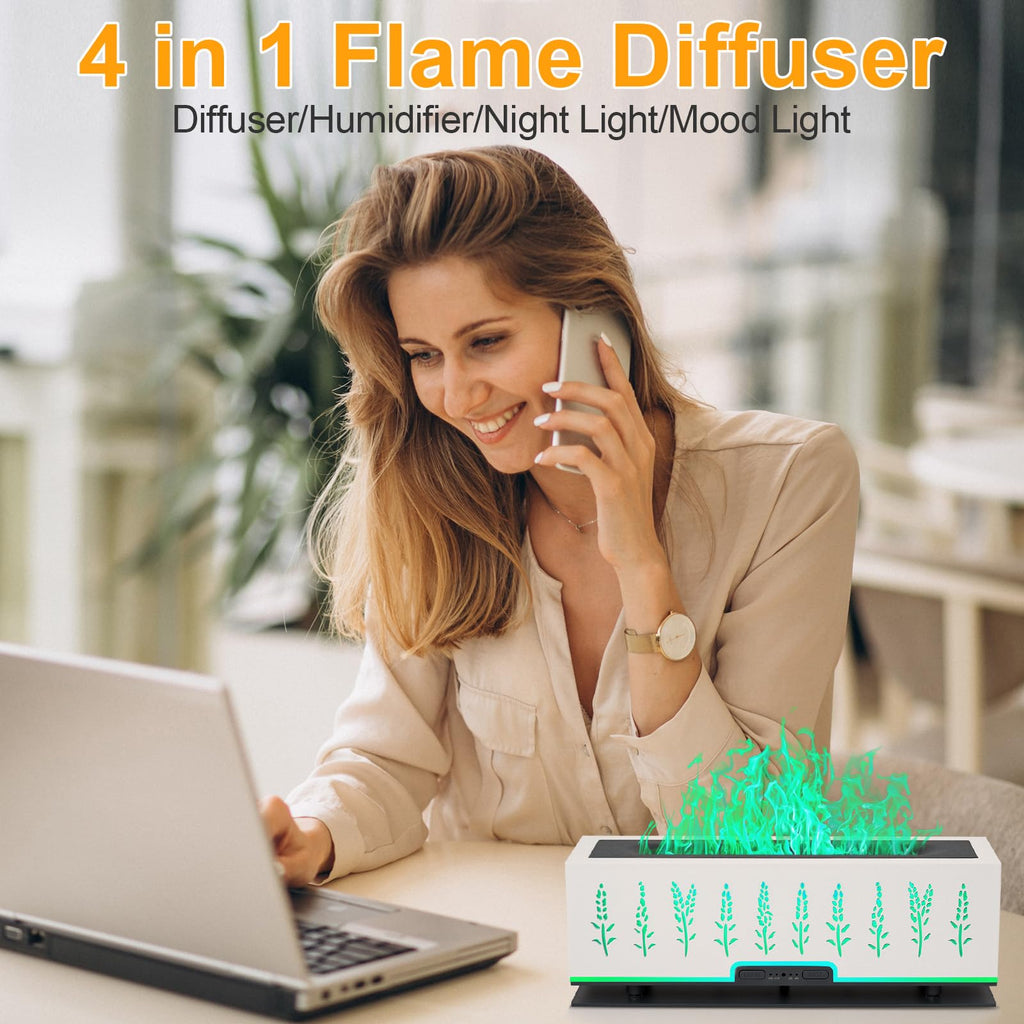 WENPHONE Colorful Essential Oil Diffuser, 7 Colors Flame Diffuser Changing Aromatherapy Diffuser, 200ml Cool Mist Ultrasonic Dif