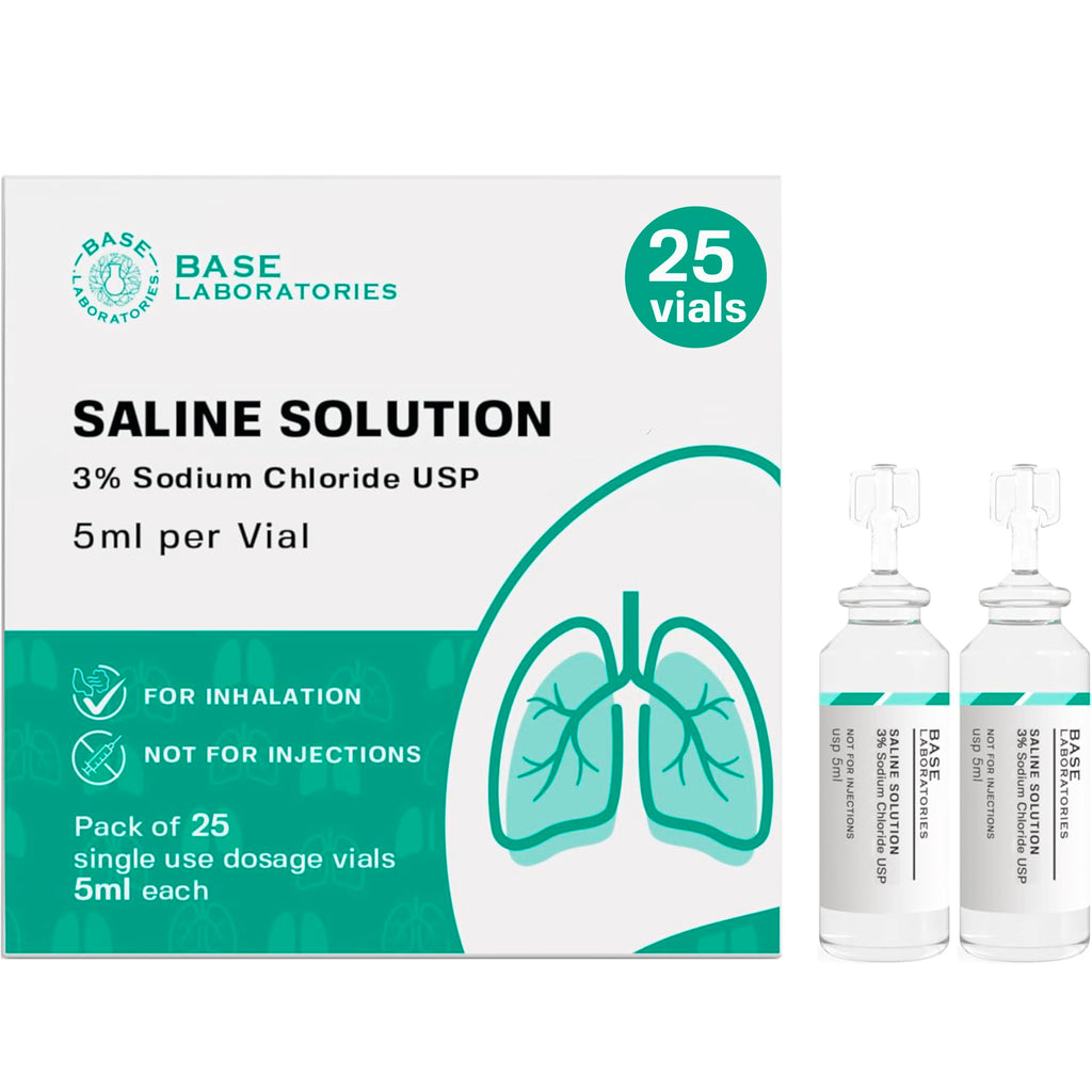 BASE LABORATORIES 3% Saline Solution for Nebulizer Machine | Saline Solution for Inhalation & Nasal Irrigation | High 3% Concent