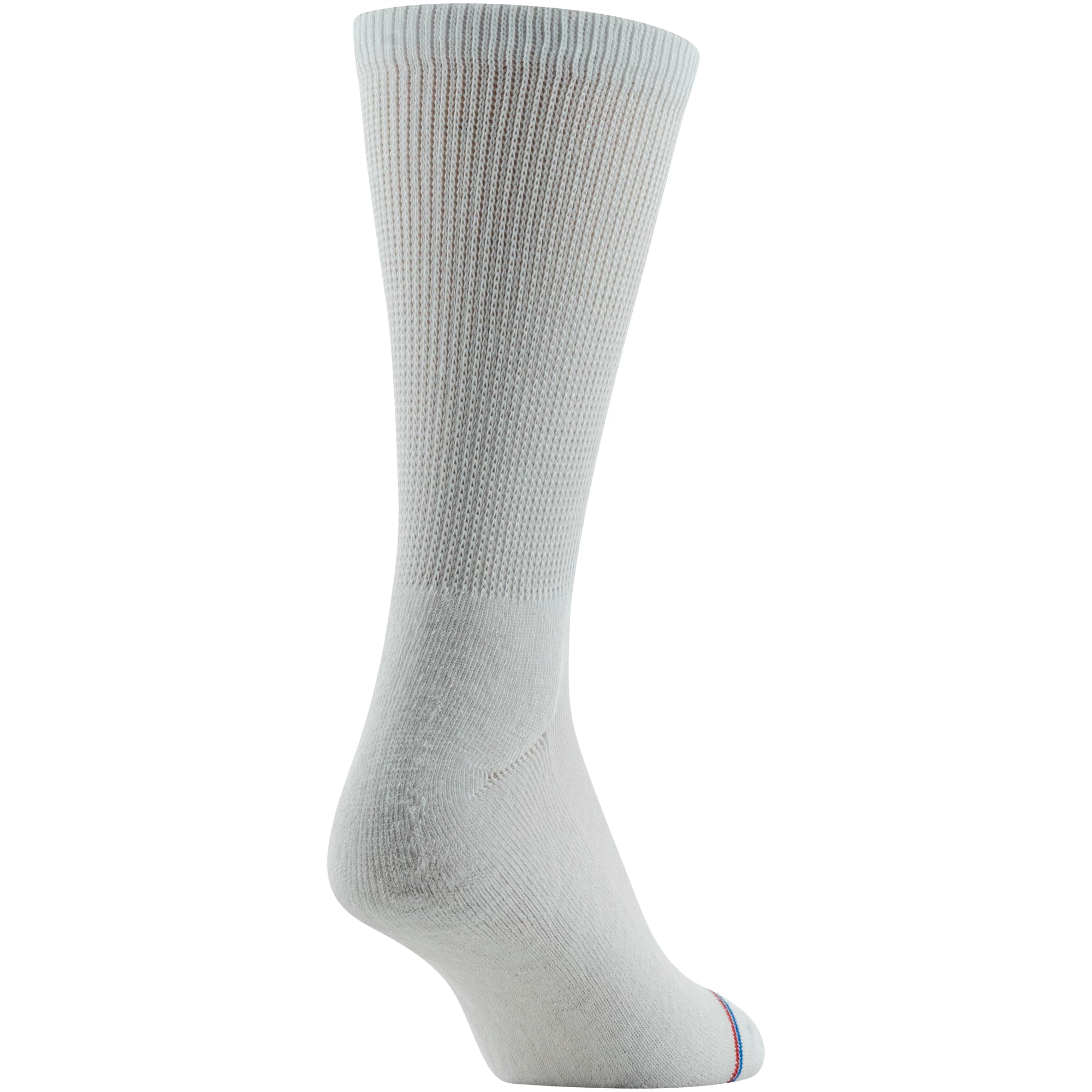 MediPEDS 8 Pair Diabetic Crew Socks with Non-Binding Top, White, Shoe Size: Men 12-15