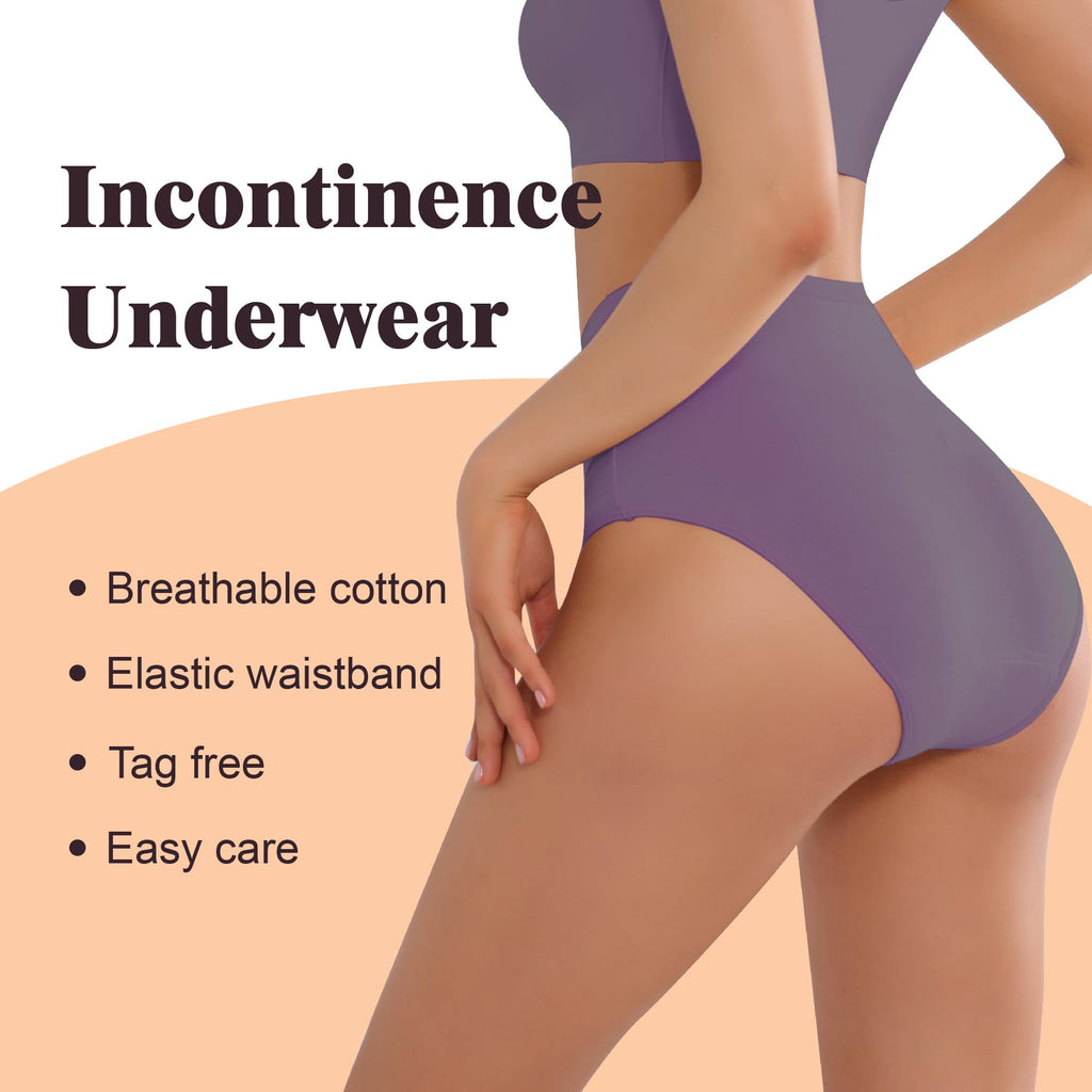 IRISMORII Leak Proof Incontinence Underwear for Women Washable Absorbent Bladder Control Postpartum Briefs 1Pack (Cherry XXL)