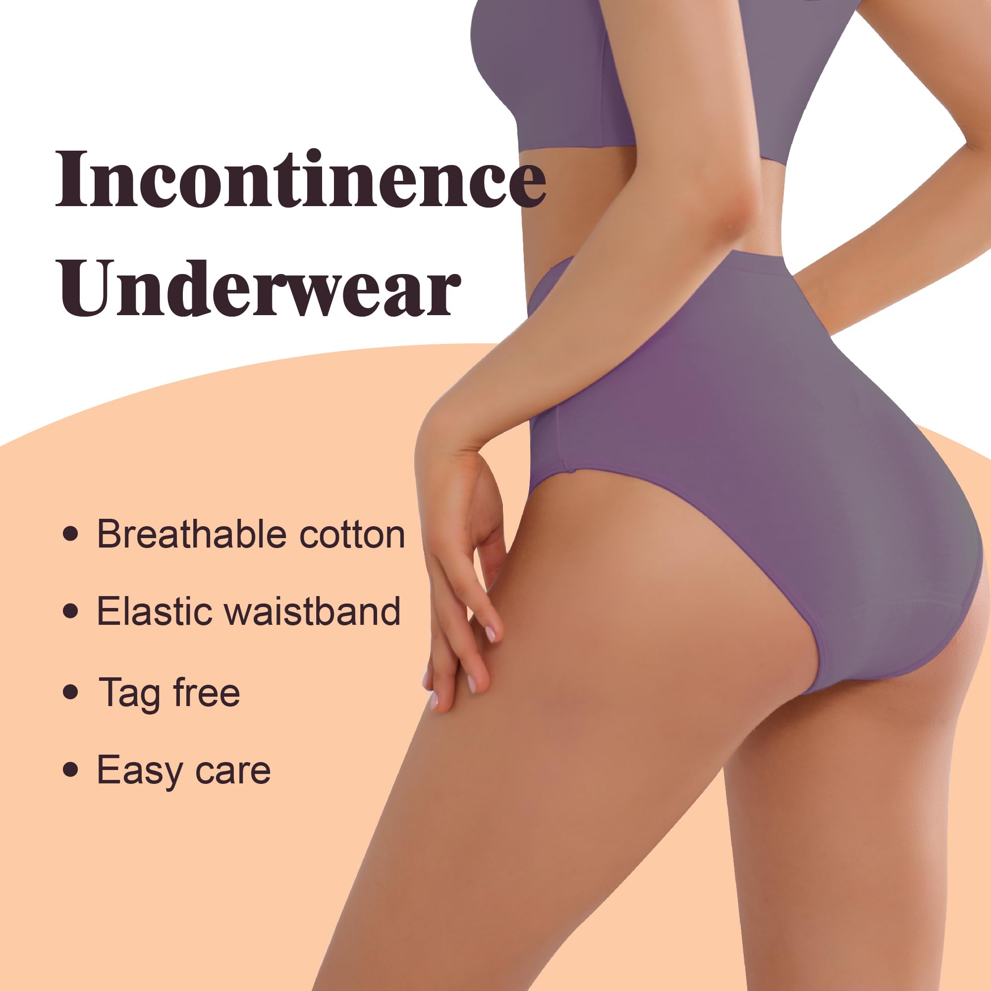 IRISMORII Leak Proof Incontinence Underwear for Women Washable Absorbent Bladder Control Postpartum Briefs 1Pack (Cherry XXL)