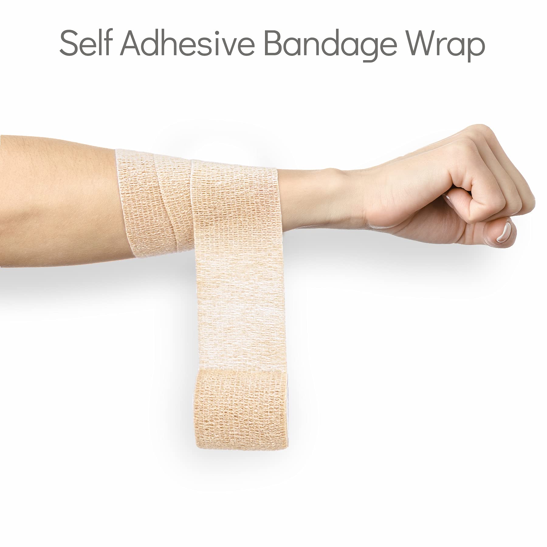 Metene Self Adhesive Bandage Wrap 12 Pack, Athletic Tape 2 Inches X 5 Yards, Sports Tape, Breathable, Waterproof, Elastic Bandag