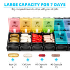 FGcase AM PM Weekly 7 Day Pill Organizer, Large Daily Pill Cases Pill Box with Easy Push Button, Pill Reminder Container for Med