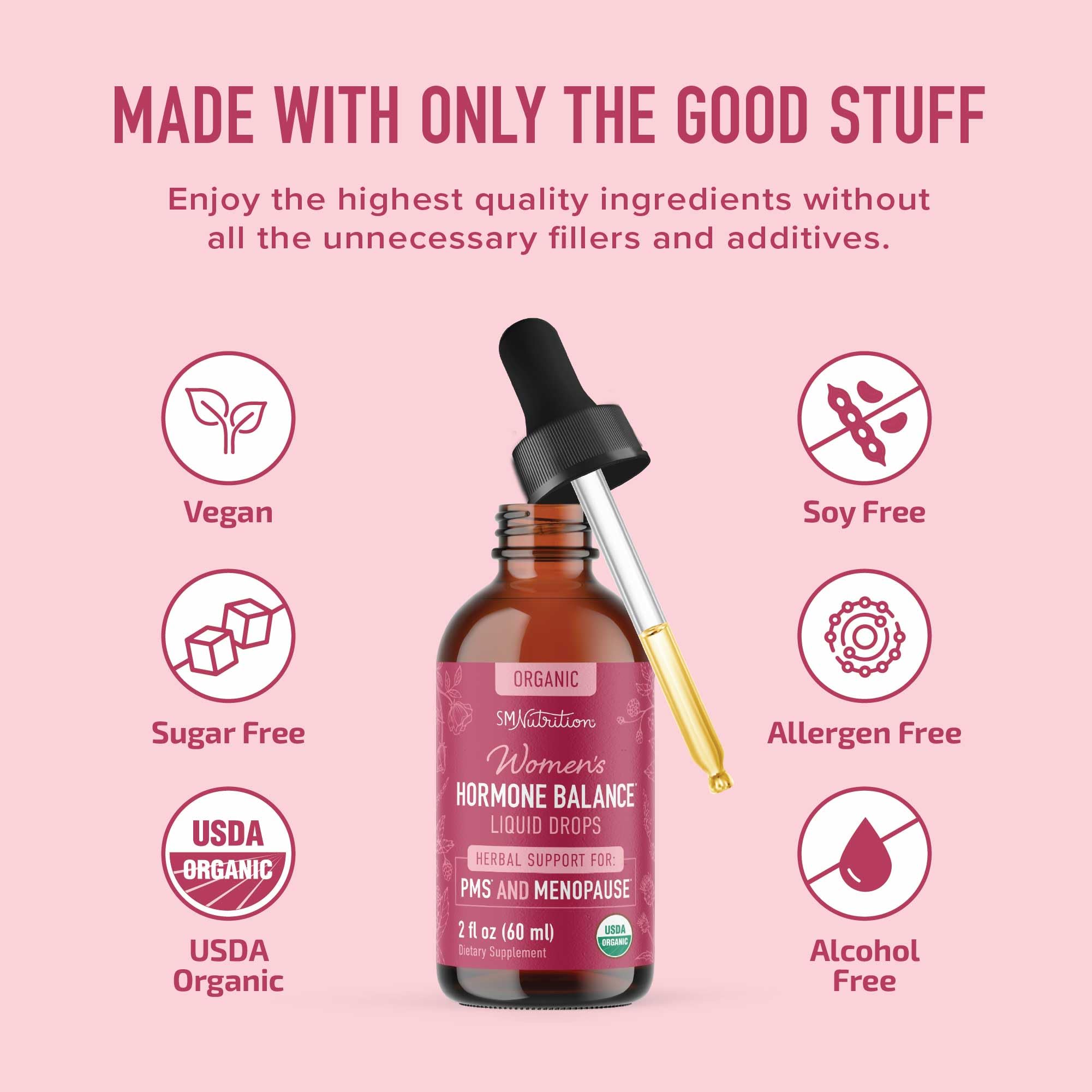 Hormone Balance Liquid Drops | With Black Cohosh, Stinging Nettle, Red Raspberry Leaf, Chasteberry & More | Menopause, Hot Flash