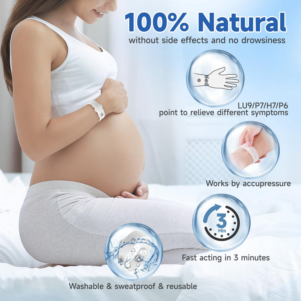 LYJEE Nausea Bands for Morning Sickness Relief Motion Sickness Bands for Adults and Kids Acupressure Sea Sickness Wristbands for