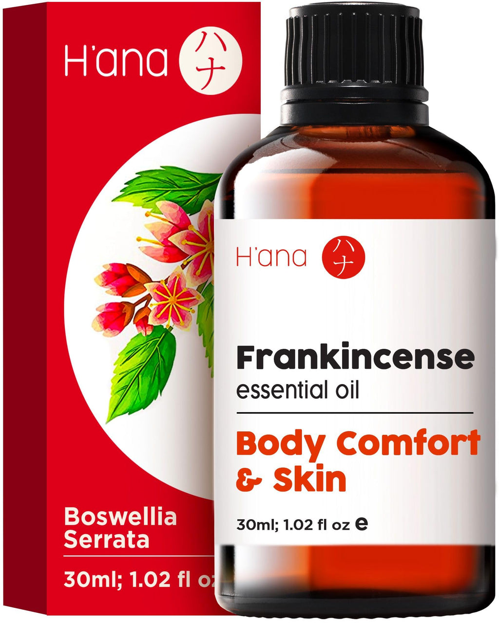 Hana Frankincense Essential Oil - 100% Pure and Natural Frankincense Oil for Face, Skin, and Diffuser - with a Warm, Resinous Sc