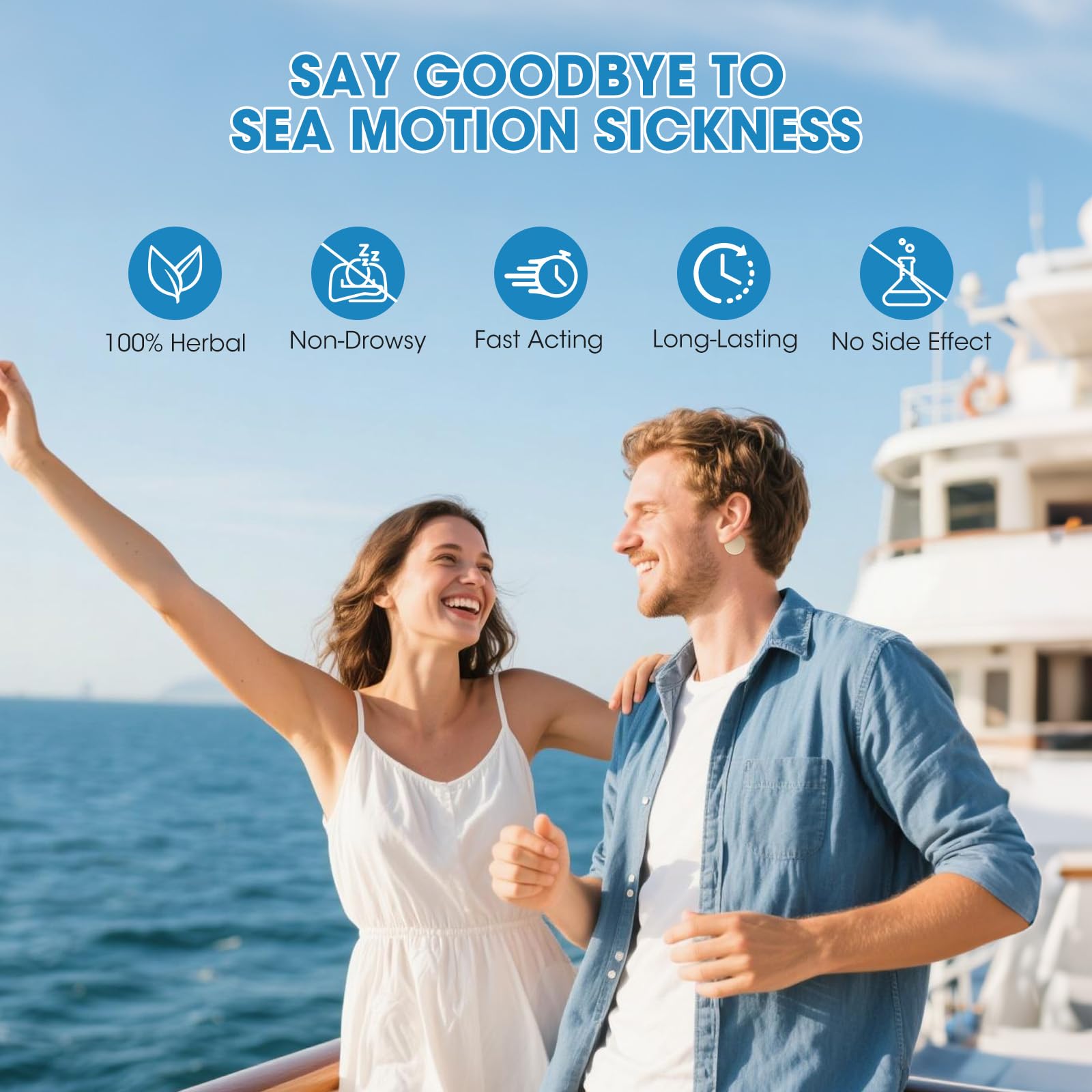 MQXUNMI Sea Sickness Patches for Cruise, 28 PCS Behind Ear Motion Sickness Patches for Travel, Non-Drowsy and No Side Effects, 7