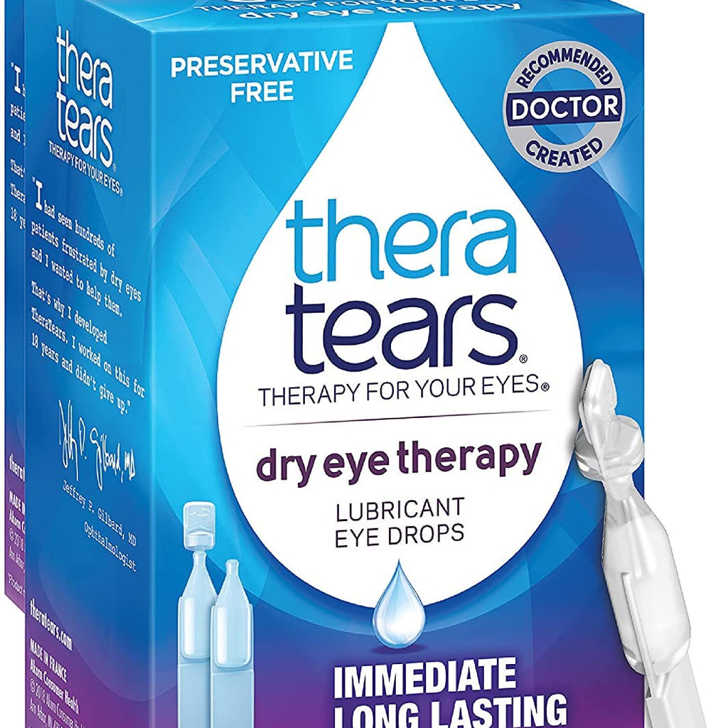 TheraTears Dry Eye Therapy Eye Drops for Dry Eyes, Preservative Free, 30 Vials, 2 Pack