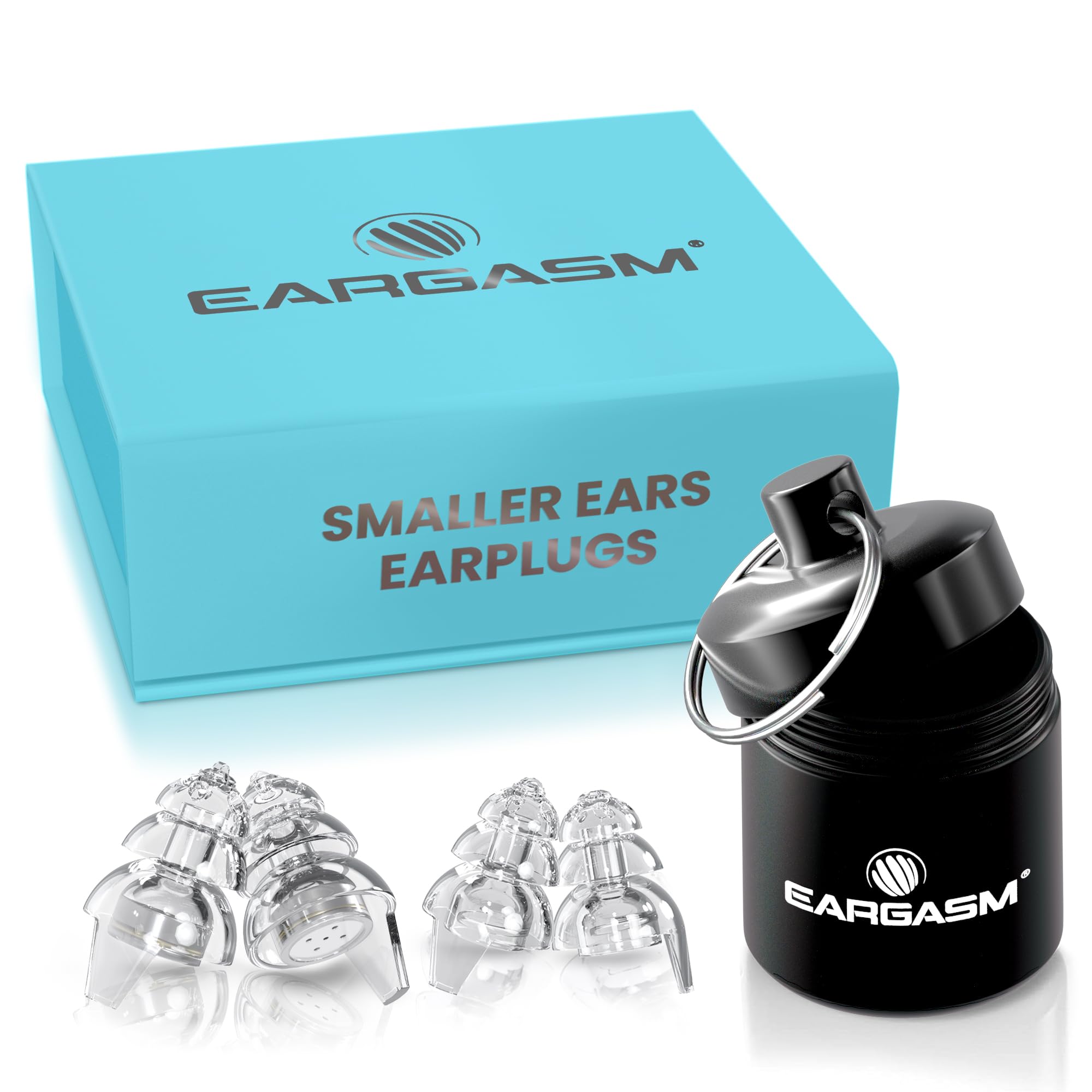 Eargasm Smaller Ears Earplugs - Transparent High Fidelity Filtered Noise Reducing Reusable Ear-Plugs for Kids, Women, Men - Hear