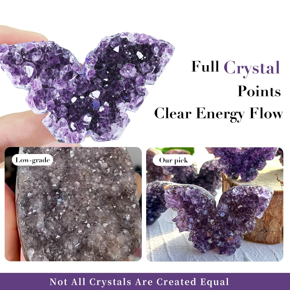 BAOHEN A Symbol of Healing - Amethyst Crystal Butterfly Healing Crystals Gifts for Women, Spiritual Decor, Crystals Healing Ston
