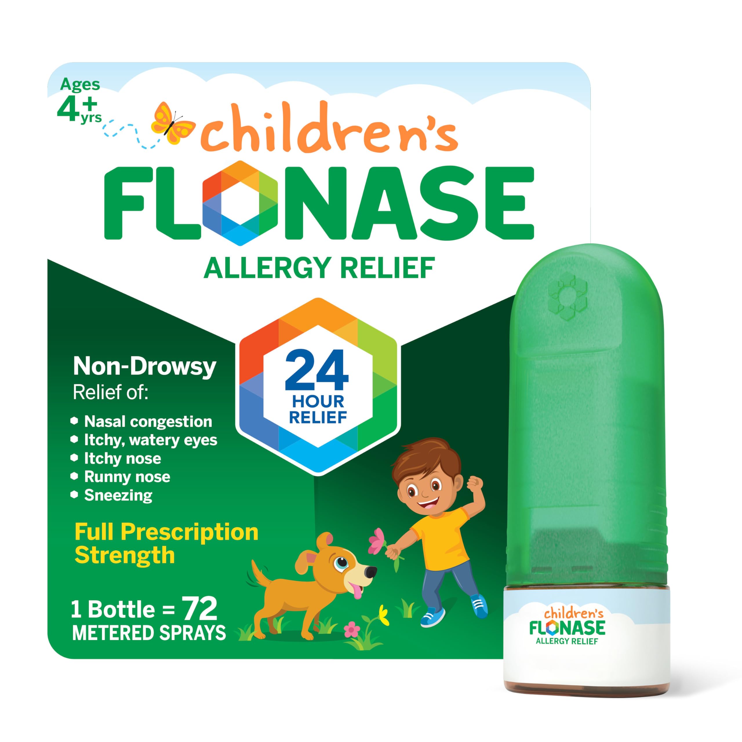 Flonase Childrens Allergy Relief Nasal Spray, 24-Hour Non-Drowsy Multi-Symptom Relief - 72 Sprays