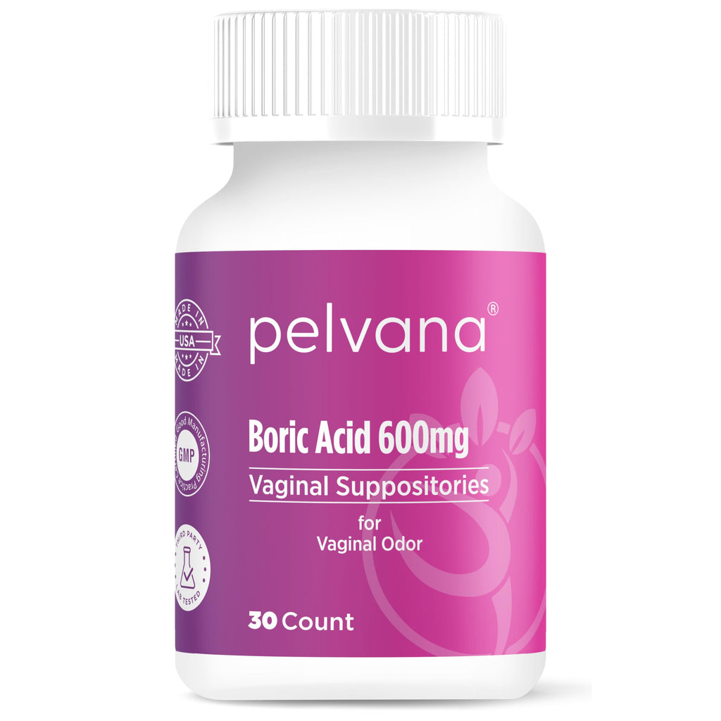 Pelvana Boric Acid Suppositories for Women 30 Count for Vaginal Odor - Third-Party Lab Tested & Made in The USA