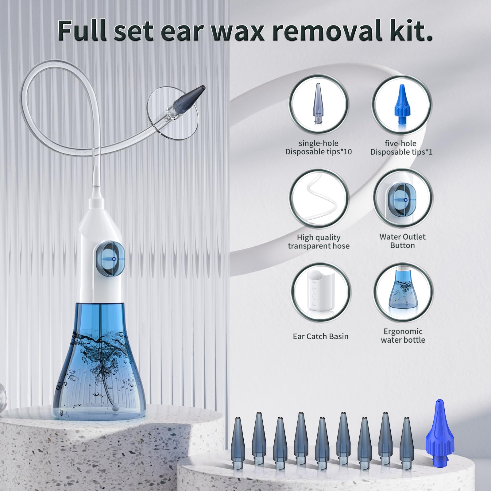 Ear Wax Removal, Ear Cleaner, Ear Wax Removal Kit, Ear Wax Removal Tool, Manual Ear Irrigation Flushing System, Ear Cleaning Kit