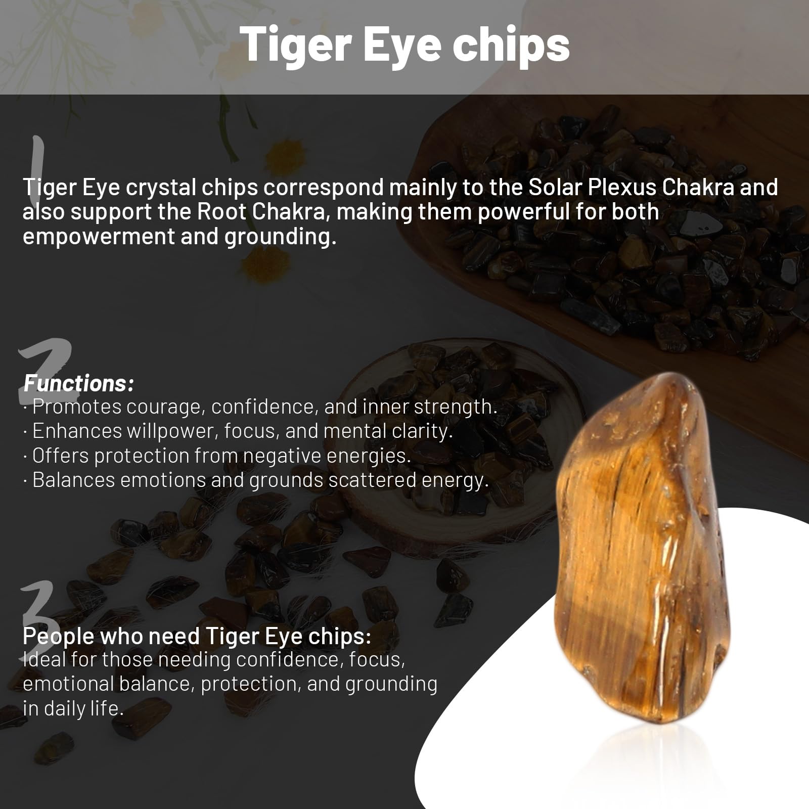 Orientrea 1.1lb Natural Crushed Tiger Eye Crystal Tumbled Chips-Tiger Eye Healing Crystals Chips Bulk, Crushed Crystal Gemstones