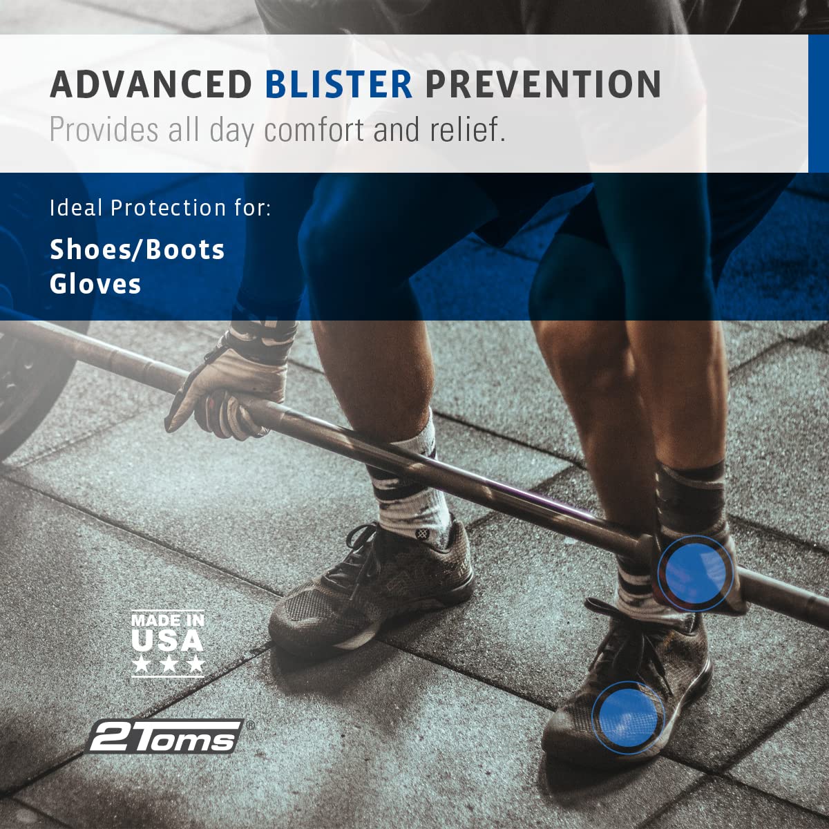 2Toms BlisterShield, Advanced Waterproof Blister Prevention Powder, Friction Free Protection for Feet, Hot Spots, and Calluses,
