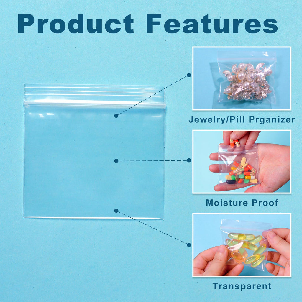 100 Packs Pill Bags 6 mil Sturdy 3x2.75 inch Pill Pouches BPA Free Seal Waterproof Handy Reusable Pill Bags for Travel Small Pla