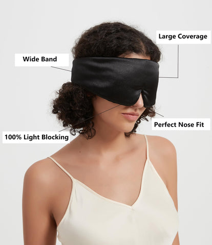 Wraparound Style ALASKA BEAR Silk Eye Mask, Wide Headband and Large Coverage Sleeping Mask for Sound-muffling, No Side Buckles o