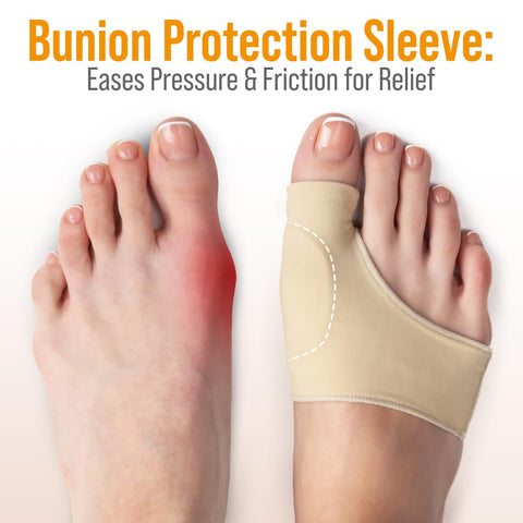 5 STARS UNITED Bunion Relief Sleeve with Gel Cushion - 2-Pack Hallux Valgus Cover for Men and Women - Toe Spacer Socks with Pads