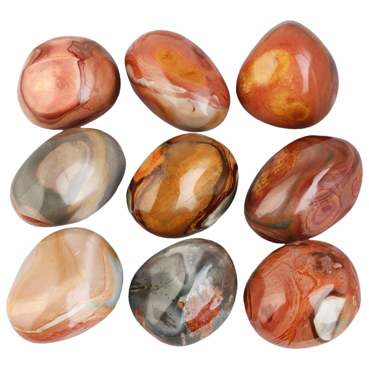 SUNYIK Ocean JasperPalm Stones Worry Pocket Stone, Polished Irregular Shaped Sphere Decortarion 1.5-2.5
