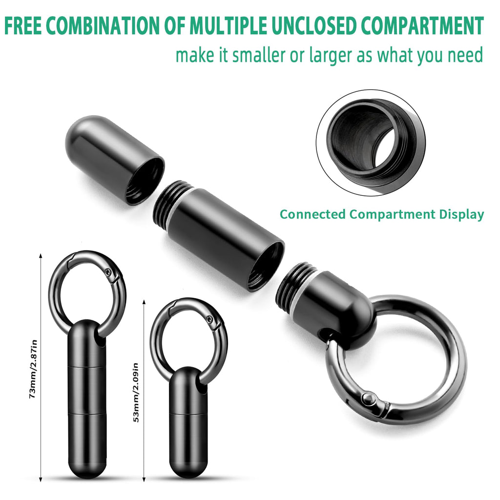 TISUR Keychain Pill Holder, Titanium Small Pill Case Pill Organizer Waterproof Pill Box, EDC Portable Pill Container for Travel