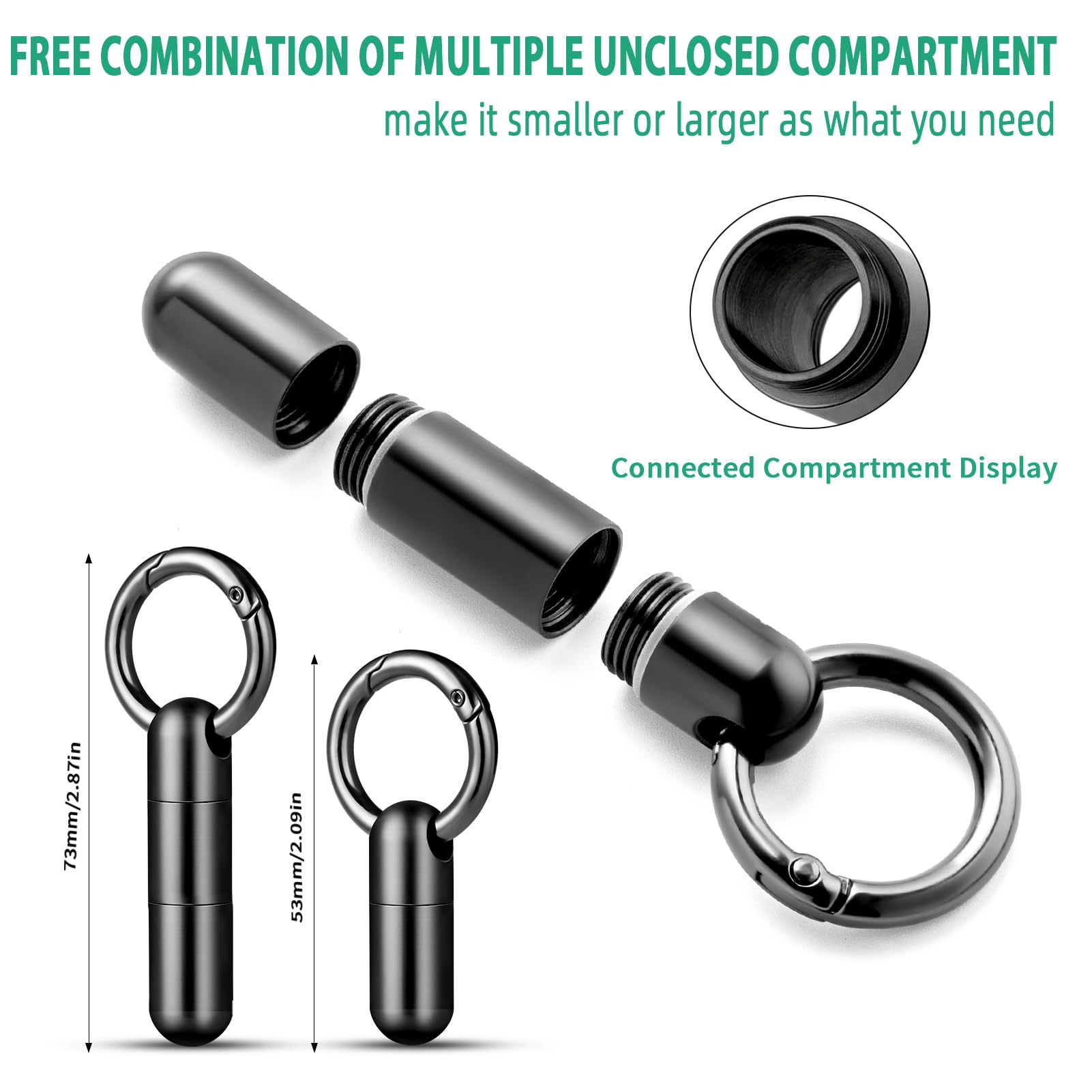 TISUR Keychain Pill Holder, Titanium Small Pill Case Pill Organizer Waterproof Pill Box, EDC Portable Pill Container for Travel