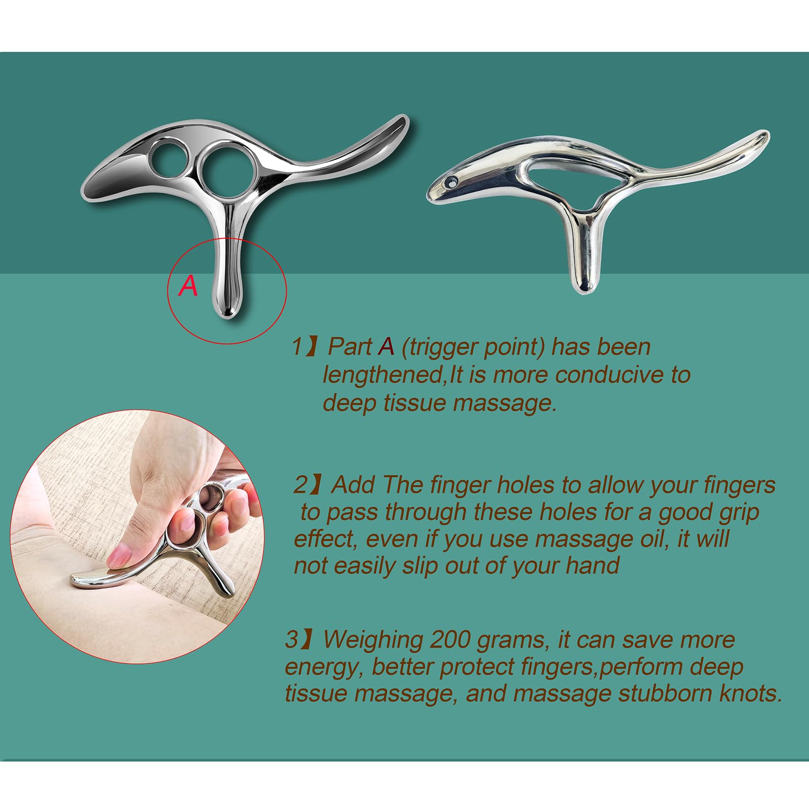 BYYDDIY Gua Sha Trigger Point Massage Tool -Thumb Protector,Deep Tissue Massage,Muscle Scraper Tool (T)