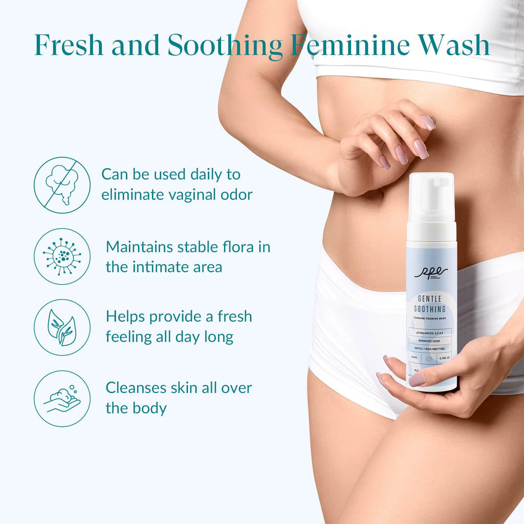 RPE Life Soothing Foaming Feminine Wash for Women Ph Balance - Gentle Plant-Based Body Wash for Sensitive Skin - Vaginal Reduces
