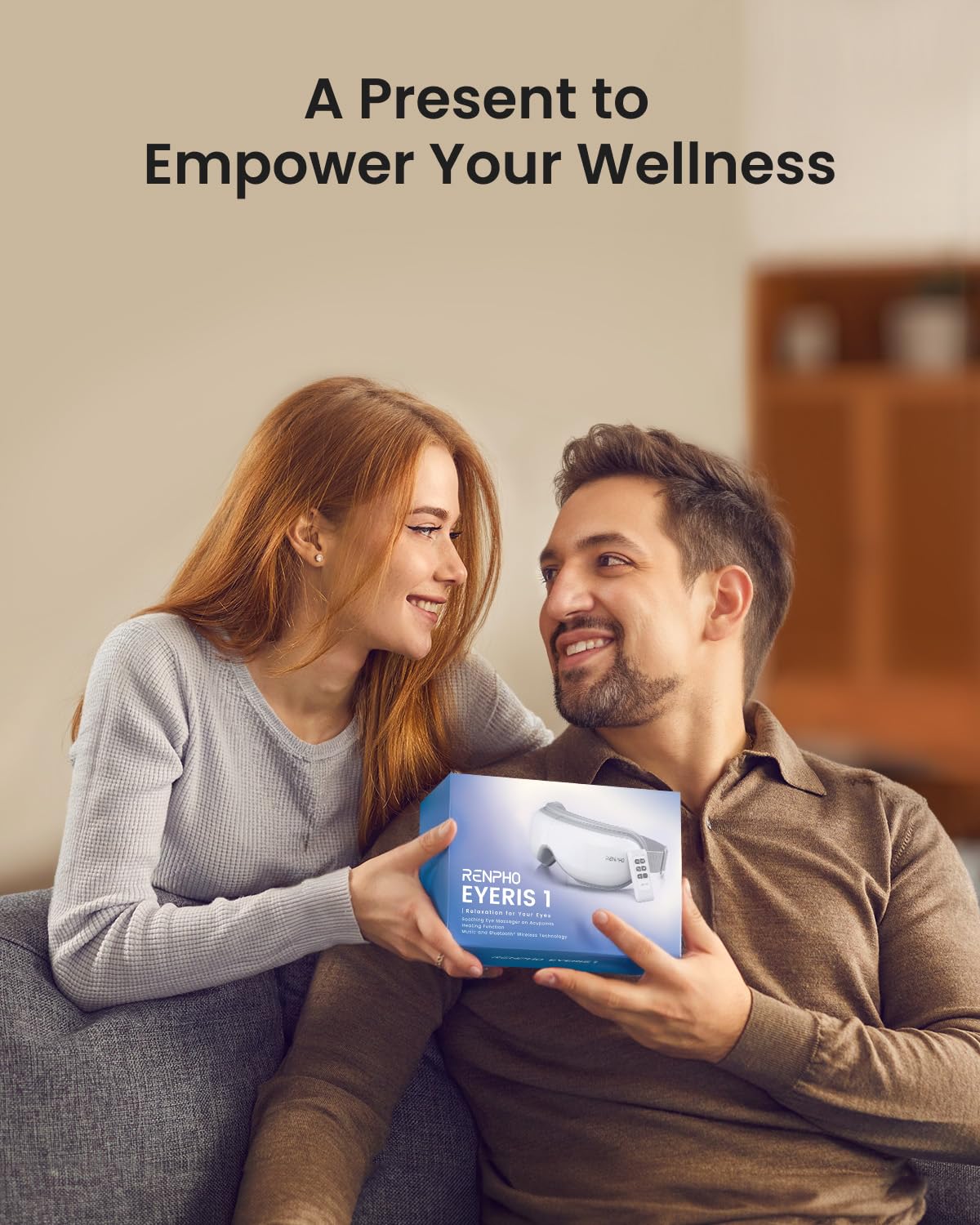 RENPHO Eyeris1 - Heated Eye Massager for Migraine, Temple Forehead Massager with Remote, Compression, Vibration, Rechargeable Ey