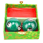 1.85 Cloisonne Health Hand Balls Yin-Yang Chinese Meditation Baoding Feng Shui Healthy Exercise Stress Balls with Gift Box, Na