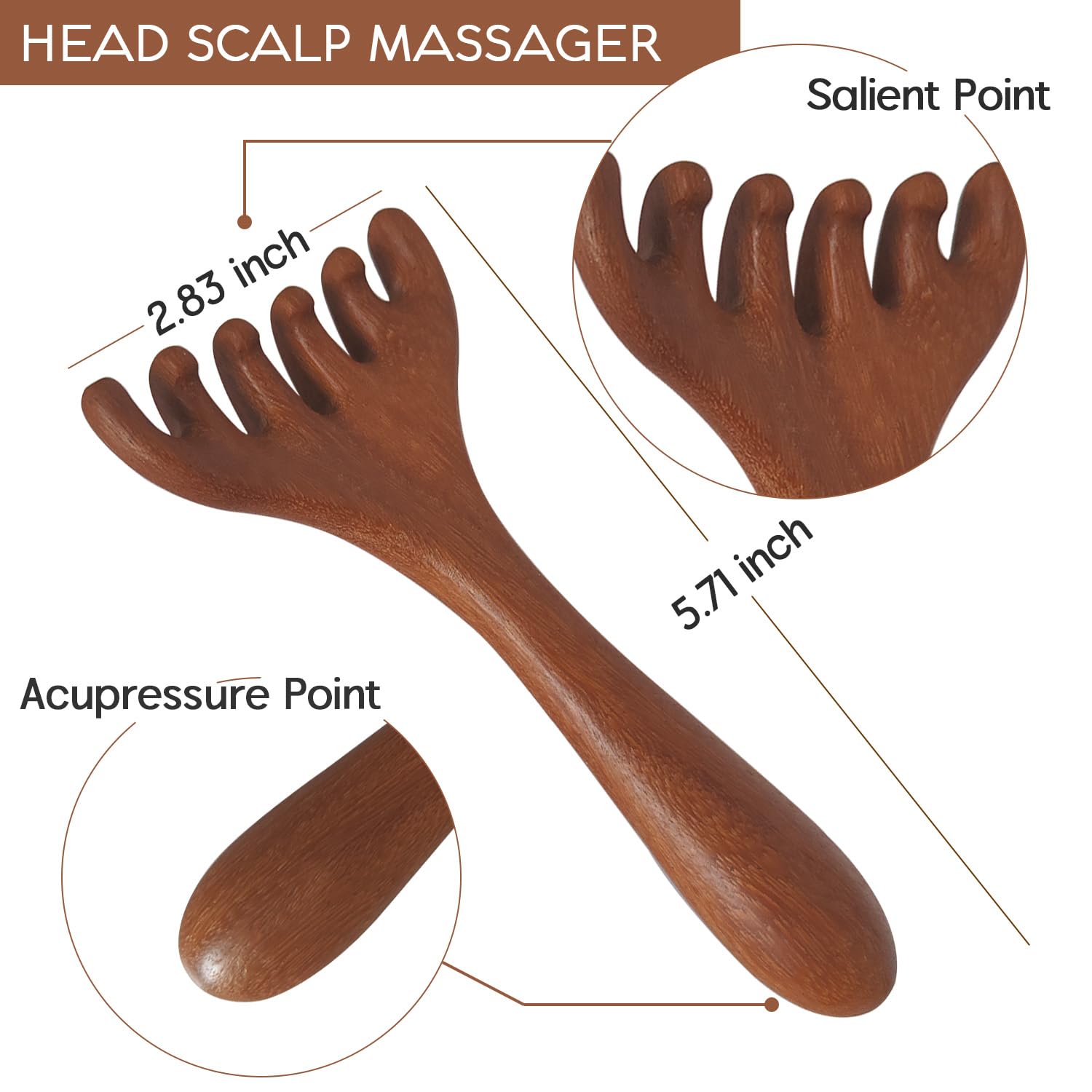 iunxkmi Head Massager Scalp 2 Pack, Protable Head Scratcher Massager for Relaxation & Stress Reduction, Scalp Wood Comb Gift for