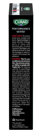 CURAD Performance Series IRONMAN Antibacterial Bandages, Extreme Hold Adhesive Technology, Extra Large Flexible Fabric Bandages