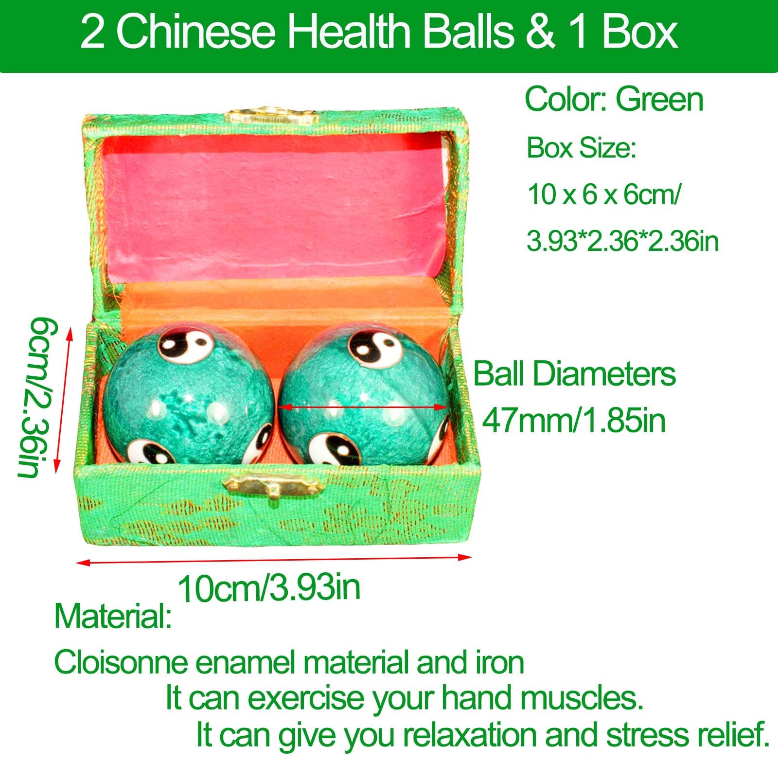 1.85 Cloisonne Health Hand Balls Yin-Yang Chinese Meditation Baoding Feng Shui Healthy Exercise Stress Balls with Gift Box, Na