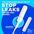 Tampax Pearl Tampons for Women, with LeakGuard Braid, Super Absorbency, Unscented, 36 Count