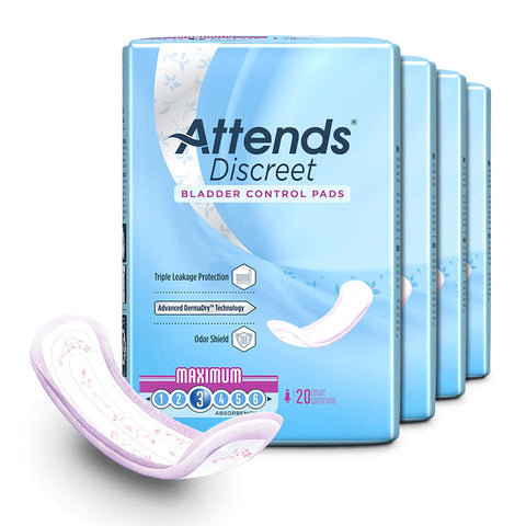 ADPMAX - Attends Discreet Women's Maximum Pads, 20 Count (x10)
