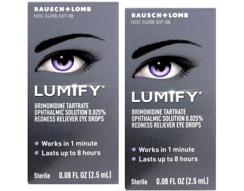LUMIFY Redness Reliever Eye Drops (Brimonidine Tartrate Ophthalmic Solution 0.025%) - from Bausch + Lomb, 0.08 Fl. Oz. (2.5 mL) 