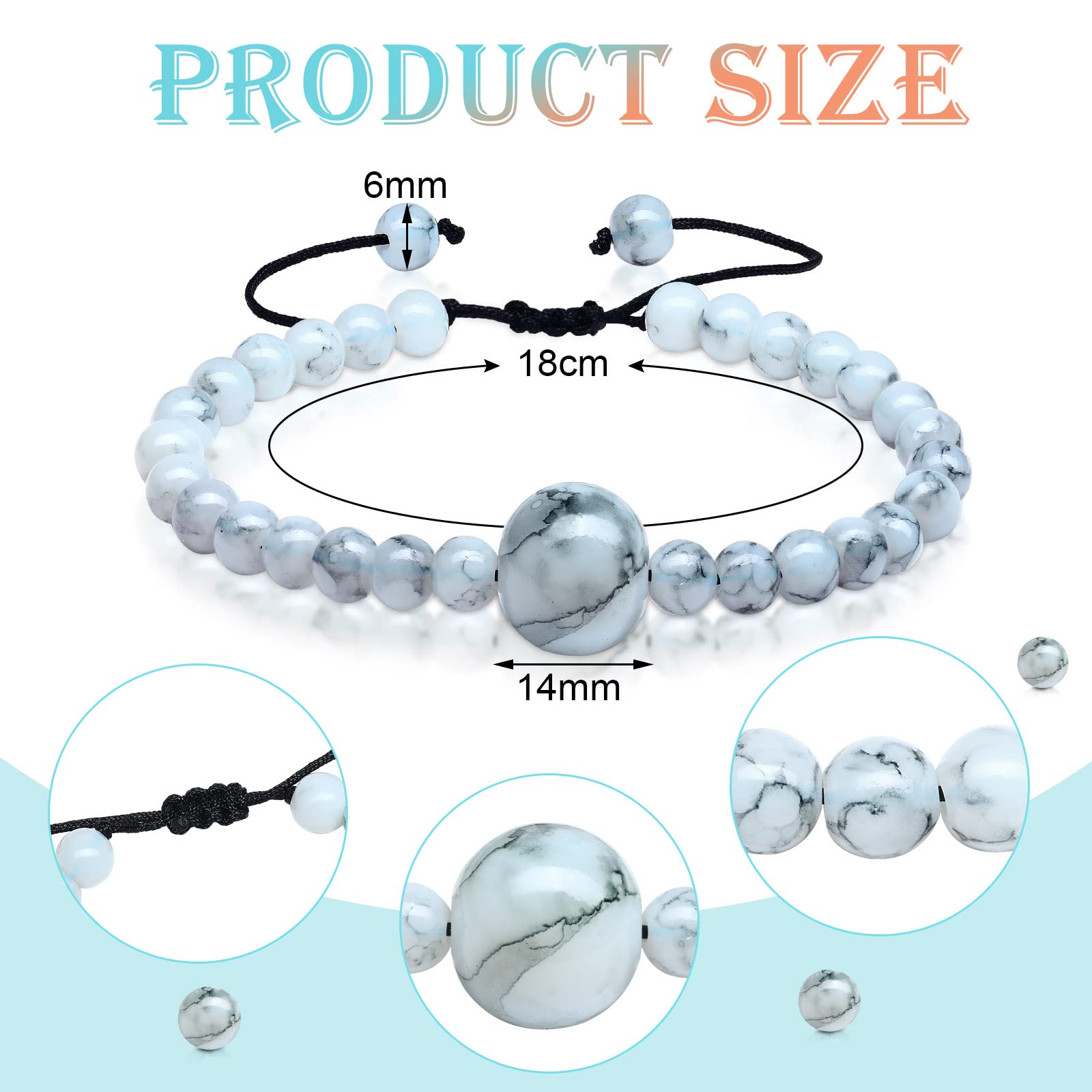 Sureio 6 Pcs Motion Sickness Bands Bracelet Anti Nausea Adjustable Wristband for Cruise Ship Essentials Seasickness Kid Adult (C