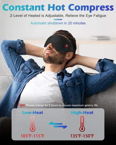 Silk Cordless Heated Eye Mask, Washable Heat Eye Compress for Dry Eye Electric Eye Heating Pad Warm Eye Mask for Eye Fatigue Sty