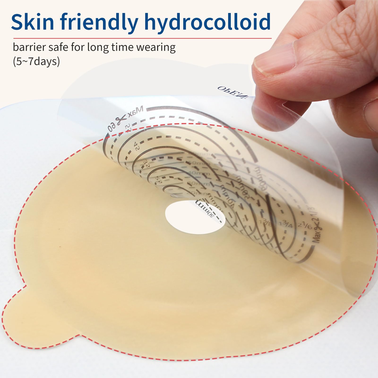 10 Pack Skin Barriers for Two Piece Colostomy Bags, Ostomy Barrier with Non-Woven Border, Cut-to-Fit, 60mm Max